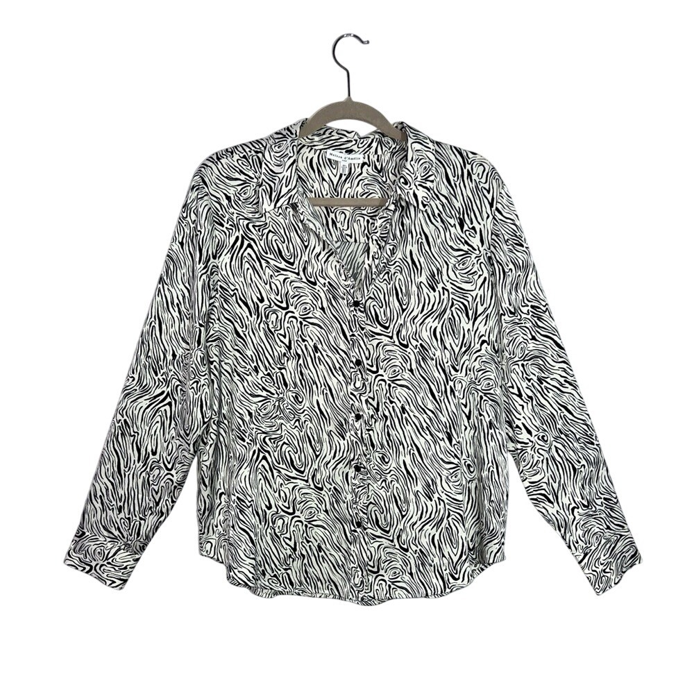 Maison‎ D'Amélie Paris women's black and white blouse Sz Large